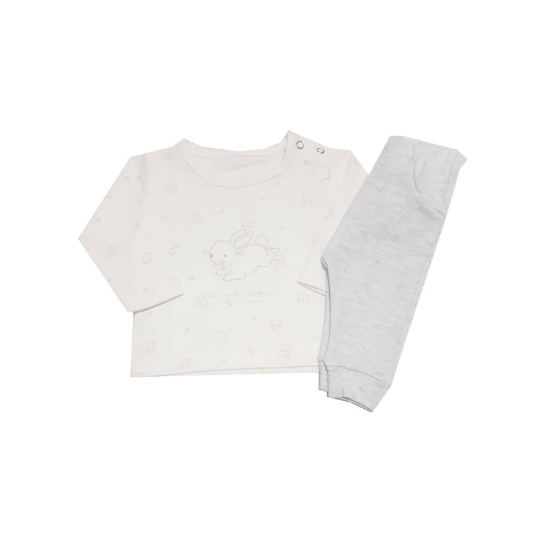 Conjunto de campera con capucha en interlock floreado logo bordado combinado con pantalon liso beba dreams