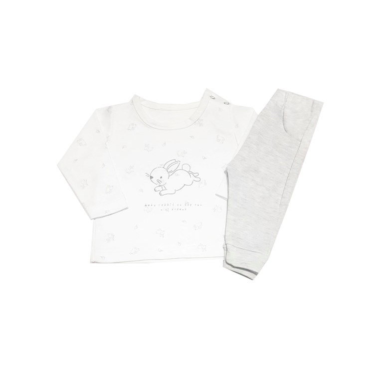 Conjunto de campera con capucha en interlock floreado logo bordado combinado con pantalon liso beba dreams