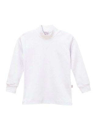 MEDIA POLERA ALGODON BLANCA LISA NARANJO