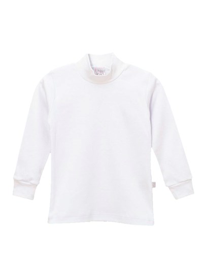 MEDIA POLERA ALGODON BLANCA LISA NARANJO