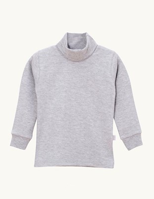 POLERA ALGODON LISO GRIS MELANGE NARANJO