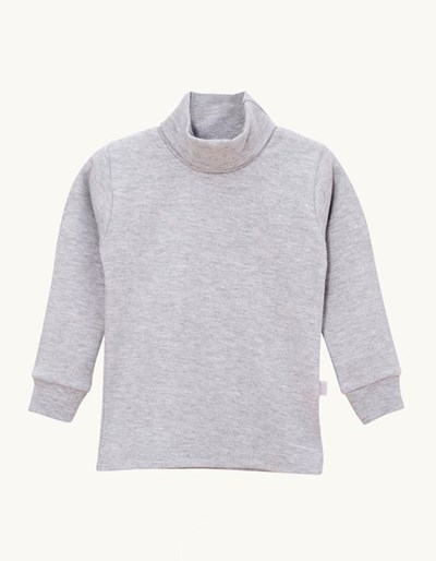POLERA ALGODON LISO GRIS MELANGE NARANJO