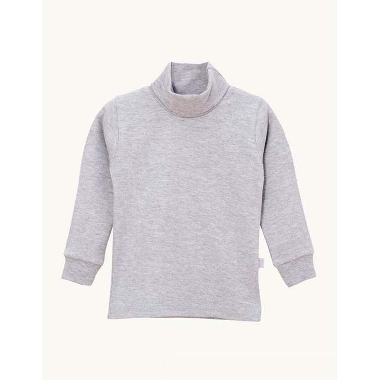 POLERA ALGODON LISO GRIS MELANGE NARANJO