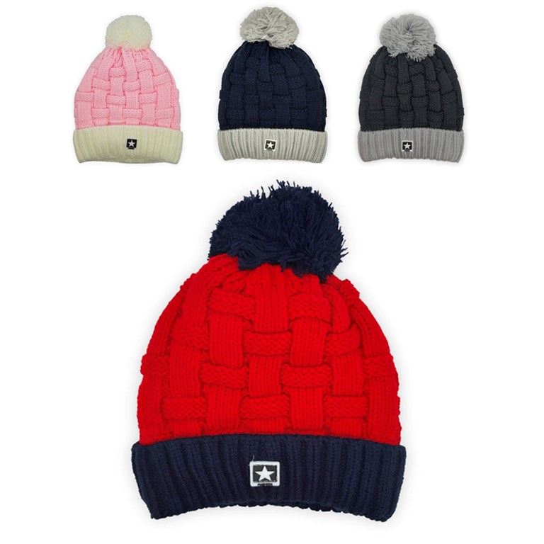 1155 GORRO TEJIDO COMBINADO COM POMPON Y CORDERITO INTERIOR. DE 8 AÑOS EN ADELANTE MAC FLY