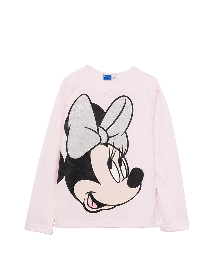 REMERA MANGA LARGA NENA MINNIE ROSA CON GLITTER DISNEY America Bebes