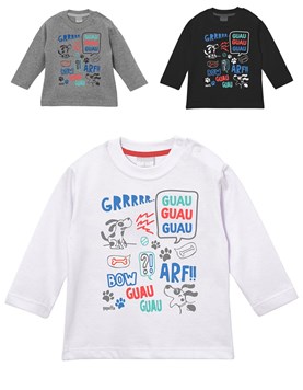 REMERA MANGA LARGA PARA BEBE VARON ESTAMPADA PERRO GUAU GRRRR! GEPETTO