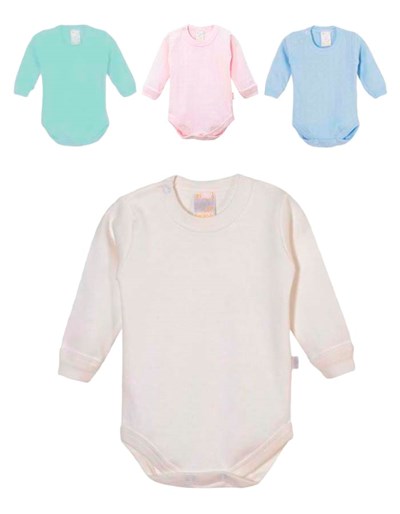 Body m/l c/broche INTERLOCK Lisos Claros. Colores surtidos. Naranjo.
