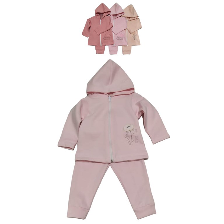 Conjunto de bebe remera con volados en jersey estampado mariposas con pantalon de jersey liso.Dreams