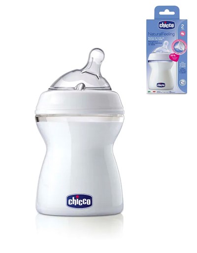 NUEVA MAMADERA NATURAL FEELING 250ML 2 MESES + FLUJO MEDIO CHICCO