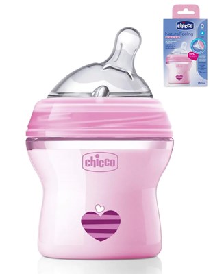 NUEVA MAMADERA NATURAL FEELING ROSA 150ML 0+ FLUJO LENTO CHICCO