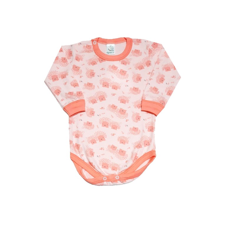 Body Frances con Broche ESTAMPADO Colores surtidos. Naranjo.