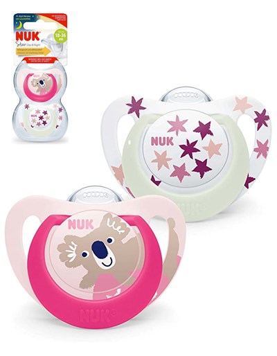 CHUPETE MODELO STAR KOALA ROSA DIA Y NOCHE 6/18 MESES X 2 UNIDADES NUK