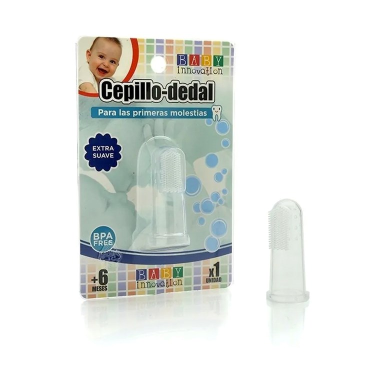 Cepillo dedal. Ideal para la primera dentición del bebé. Alivia los dolores de encía. Extra suave. +6M. Baby Innovation.