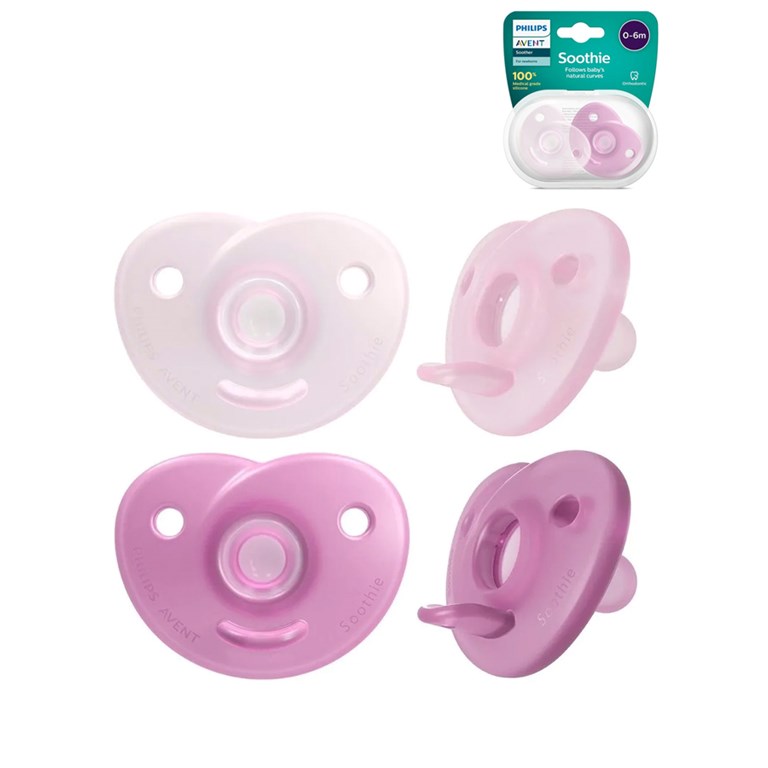 SET 2 CHUPETES SOOTHIE ROSA 0/6 MESES ORTODONTICO AVENT