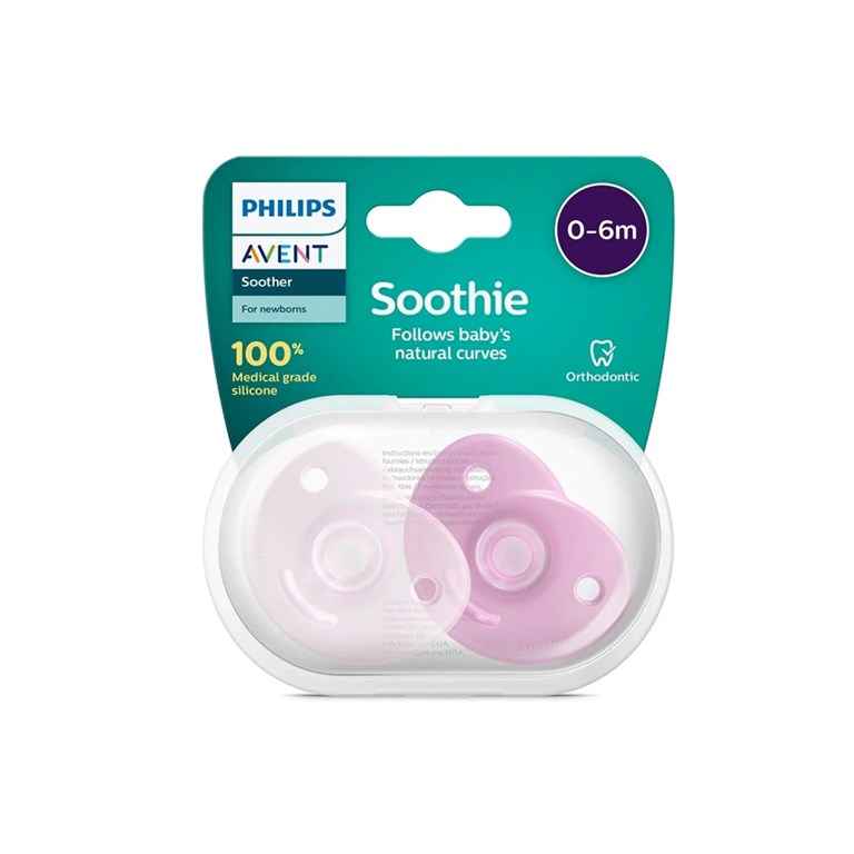 SET 2 CHUPETES SOOTHIE ROSA 0/6 MESES ORTODONTICO AVENT