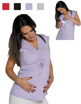 REMERA ALGODON MANGA CORTA CON SISTEMA DE AMAMANTAR Y FRUNCE DELANTERO QUE SERA