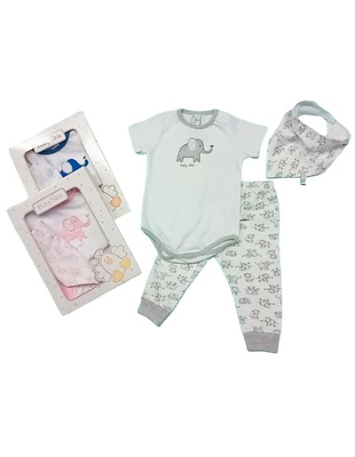 SET AJUAR 3 PIEZAS PARA BEBA CONTIENE BODY MANGA CORTA PANTALONCITO Y BANDANA BABY SKIN
