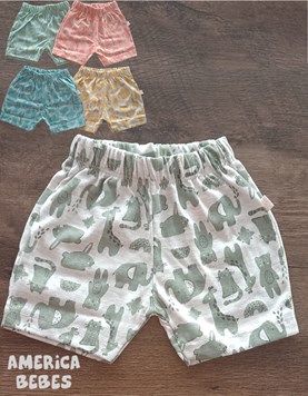 Short bebes jersey estampado nubes Colores surtidos. Naranjo.