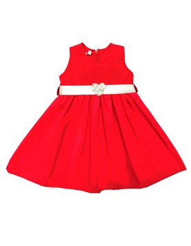 Vestido sin mangas de algodon liso rojo.Piccolo
