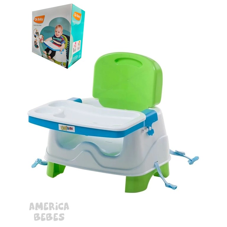 OKBB0290 SILLA BOOSTER DE COMER PARA BEBES VERDE Y BLANCO OK BABY