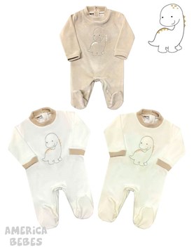 ENTERITO LARGO CON PI EN PLUSH PARA BEBES ESTAMPADO DINOSAURIO PICOLO