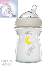 MAMADERA 150 ML NATURAL FEELING DE VIDRIO 0M+ ESTAMPADA CONEJITO CHICCO