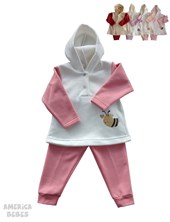 CONJUNTO BEBA FRISA CON BUZO ESTAMPADO Y CAPUCHA. DREAMS